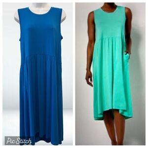 LOGO by Lori Goldstein Sleeveless Rayon 230 Dress Ibiza Blue Size S